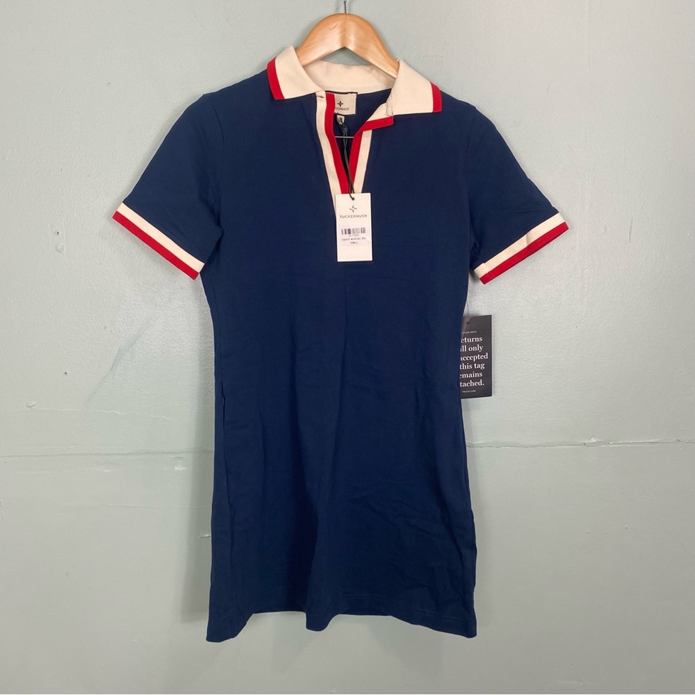 Tuckernuck Navy Polo Shift Dress with Red and White Trim - Picture 2 of 5